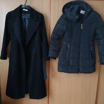 블랙 플리스풍 롱 코트