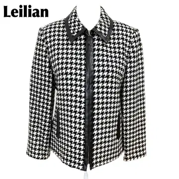 [ 새상품급 ] Leilian 긴팔 울 자켓 집업 9 블랙 하운드투스