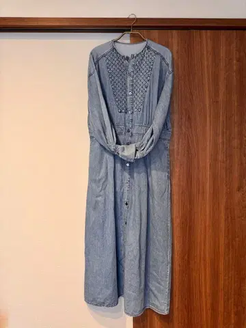 FIL DE FER 데님 퀼팅 롱 원피스