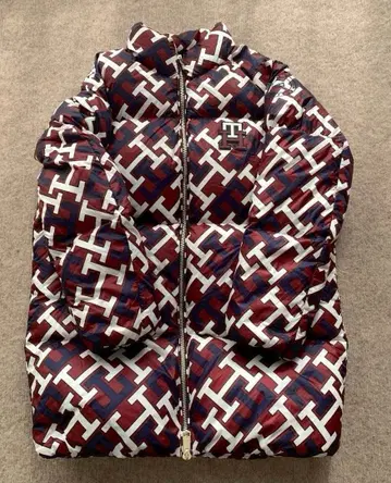 타미힐피거 발수 모노그램 프린트 다운 코트 XS