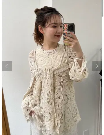mystic 크로셰 상의 & 뷔스티에 SET 아이보리 mline