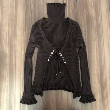 브라운 브라운 가디건&터틀넥 세트