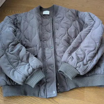 O'ToNa 그레이 헐렁한 퀼팅 블루종