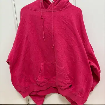 오버 사이즈 핑크 후드 부착 후드티 [ M ]