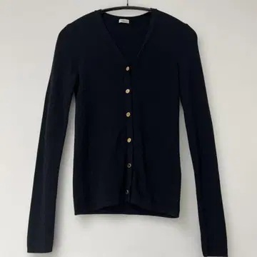 새상품급 이에나 2x1 리브 V넥 니트 가디건 골드 버튼