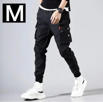 카고 팬츠 블랙 스트릿 워크 팬츠 남성용 한국 M사이즈1