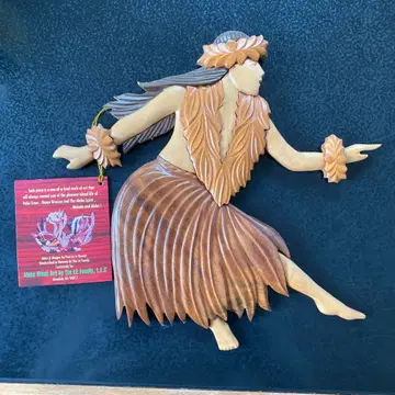 하와이 훌라 댄스 훌라 댄서 여성 나무 조각 오너먼트