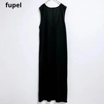 [후페르] 롱 원피스 슬리브리스 (프리) 블랙 슬릿