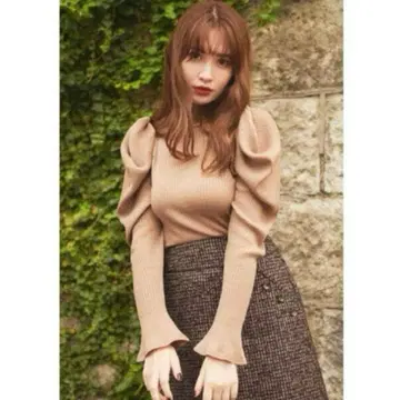 herlipto Volume Sleeve Rib Knit Top
