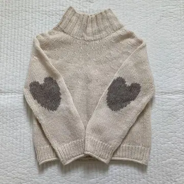 PERU KNIT par NIMES 하트 패치 스웨터