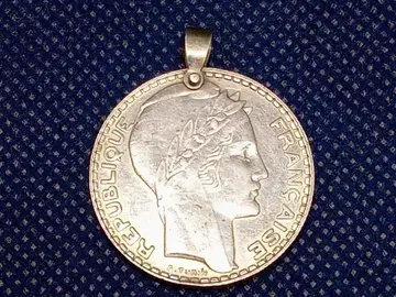 정품 은화 사용 코인 탑 1938년 제조 10 프랑 은화 SV680