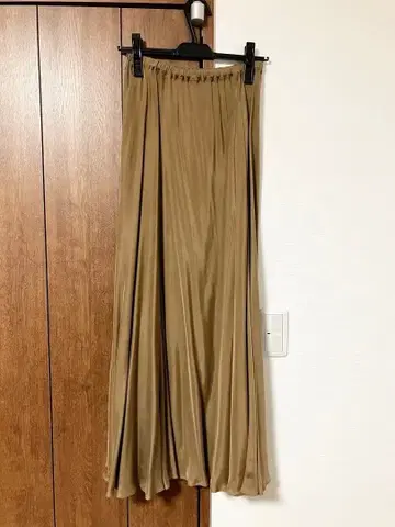 [ 미사용 새상품 ] Plage 플라주 브라운 롱 플레어 스커트 38
