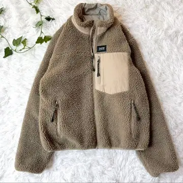 TAION 리버서블 보아 자켓 다운 브라운 L 집업 2WAY