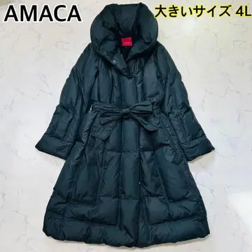 [ 레어 빅 사이즈 4L 46 ] 아마카 숄카라 롱 다운 코트 블랙