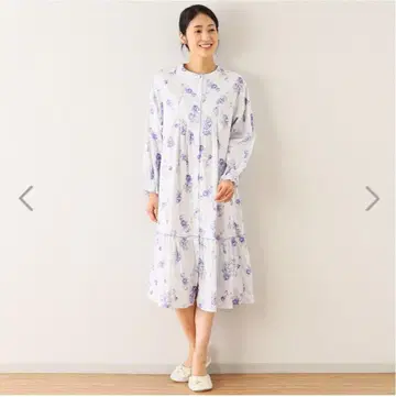 나루에 더블 거즈 티어드 룸웨어/파자마 릴랙스 원피스