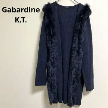 [개버딘 K.T] 가디건 블랙 롱 코트 퍼 토끼 L