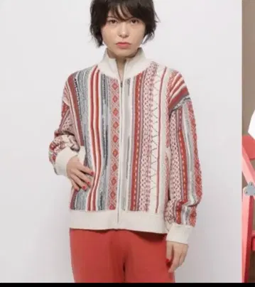 새상품 niko and 모듬 스트라이프 ZIP 가디건 레드 M