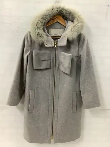 11.18 A80P 타라자몽 롱 코트 퍼 그레이 울 혼방