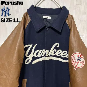 perushu MLB 뉴욕 양키스 바시티 자켓 울 가죽 LL