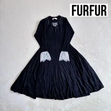 FURFUR 퍼퍼 레이스 모헤어 니트 드레스 레이스 도킹