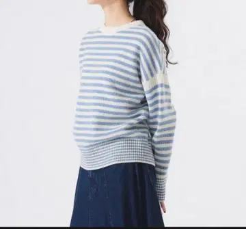 BEAMS BOY 7 게이지 보더 크루 니트