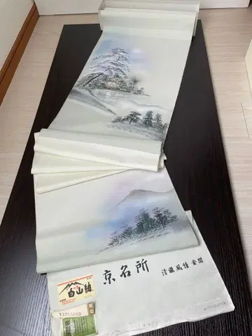 카가 하쿠산츠무기 교토 명소 세이류 풍경 금각 옷감