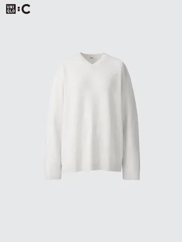 UNIQLO 캐시미어 릴랙스 V넥 스웨터 화이트