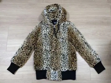 GLAD NEWS 레오파드 무늬 복슬복슬 후드 부착 자켓