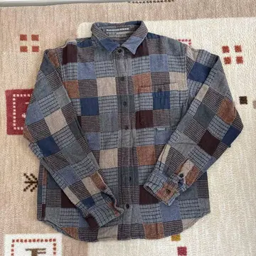 Mademoiselle NON NON 체크 무늬 플란넬 긴팔 셔츠 블루