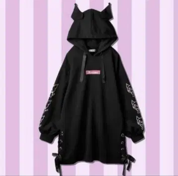 GRL 산리오 콜라보 쿠로미 레이스업 후드티 새상품급