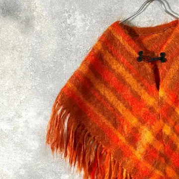 macties 겉옷 스톨 오렌지 울 가을/겨울 체크