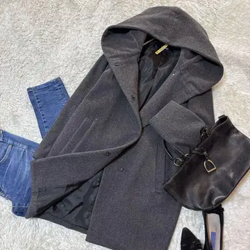 새상품급*저널 스탠다드 울 혼방 후디 롱 코트 그레이