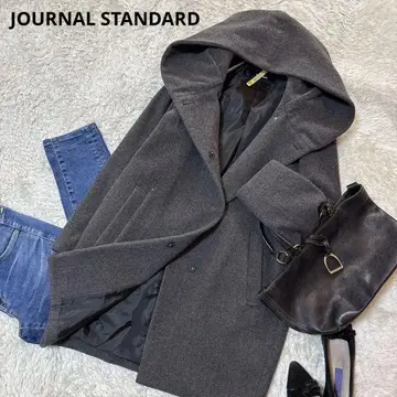 새상품급*저널 스탠다드 울 혼방 후디 롱 코트 그레이 코쿤