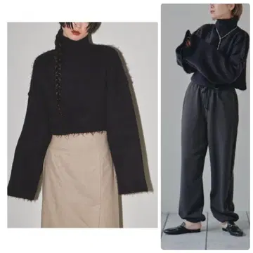 새상품급 TODAYFUL 브러쉬드 숏 터틀넥 니트 올리브