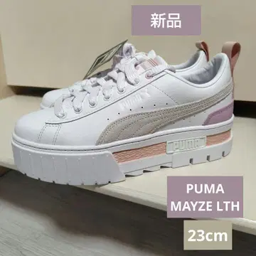 새상품 PUMA MAYZE LTH 23cm 화이트 통굽 핑크 퍼플