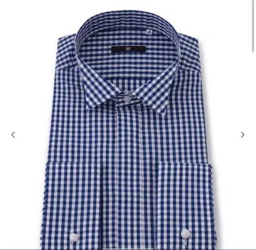 SUIT SELECT 윙카라 드레스 와이셔츠/체크+더블 커프스