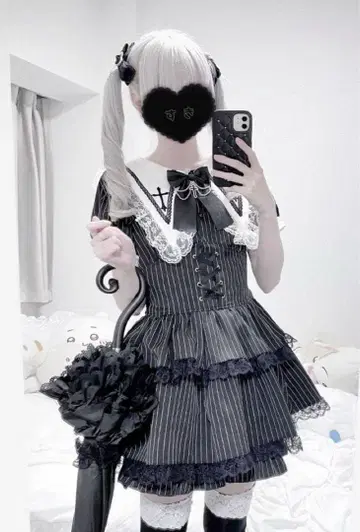 MARS 크로스 자수 3단 프릴 셋업