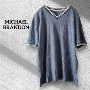 1점 한정 MICHAEL BRANDON V넥 반팔 T셔츠 보더 [ L ]
