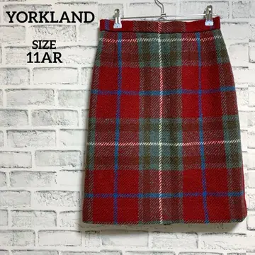 [ YORKLAND ] 요크랜드 두꺼운 원단 울 체크 무늬 스커트