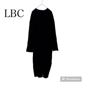 [ LBC ] 긴팔 니트 리브 니트 롱 원피스 블랙 심플 M~L