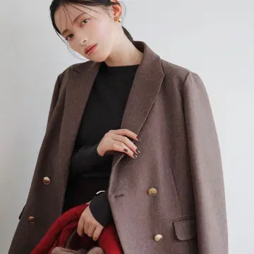 NATURAL BEAUTY BASIC 더블 브레스트 자켓 브라운