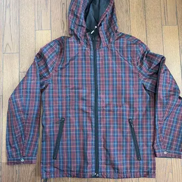 체크 무늬 후드 부착 자켓