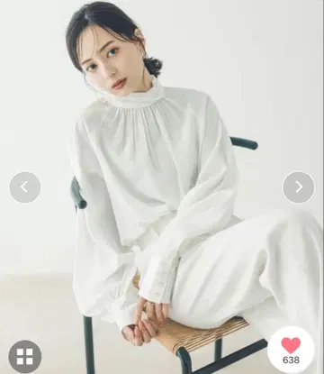 아뉴앙스 크로스넥 볼륨 블라우스