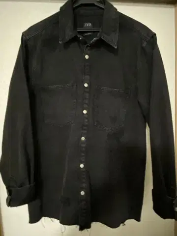 [ 미사용 ] ZARA 블랙 데님 셔츠 버튼 업
