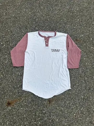 80s 래글런 헨리넥 티셔츠 아메카지 싱글 스티치 구제 의류