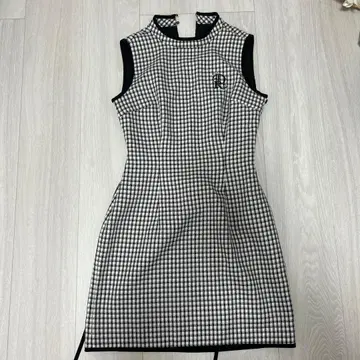 Darich 체크 무늬 슬리브리스 원피스