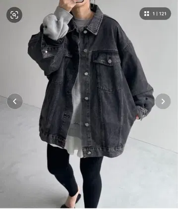 weegs 다크 그레이 오버 사이즈 데님 자켓