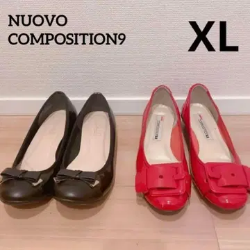 묶음 판매 XL 여성용 펌프스 로우힐 블랙 레드 25cm