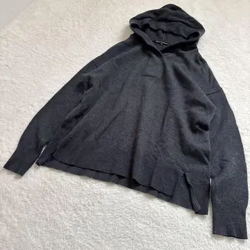 [새상품급] 23구 후드 니트 풀오버 차콜 빅 울 혼방 고급