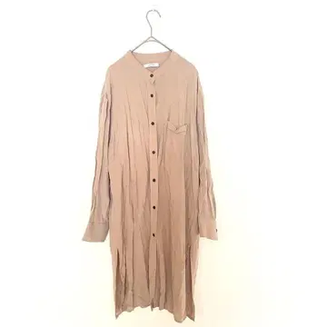 지나시스 셔츠 원피스 긴팔 드레이프감 소재 밴드 카라 무릎 기장 캐주얼